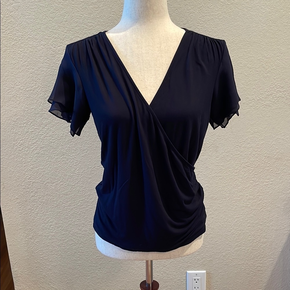 RALPH LAUREN Elegant Navy Blue Women's Top Sz Med